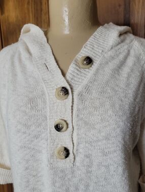 Merona Cozy Knit Hooded Cream Women's Sweater Sz XL